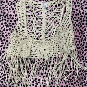 Roommates Beige Crochet Vest